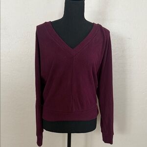 White House Black Market Deep Burgundy V-Neck Sweater